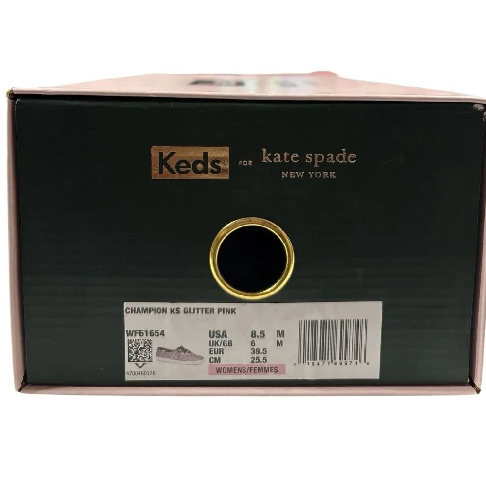 Keds x Kate Spade Champion Glitter Pink Sneakers Womens 8.5 Velvet Laces